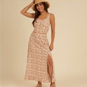 Rylee + Cru Floral Two-Piece Maxi Skirt Set